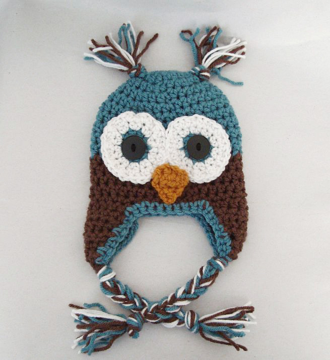 Crochet Infant Owl Ear Flap Hat Newborn To 12 Months on Luulla